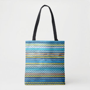 Moderne houtkleurige Chevron Pattern #6 Draagtas
