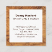 Moderne Houtkorrel Handyman Gereedschap Aannemer B Vierkante Visitekaartje (Achterkant)