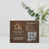 Moderne Houtnerf QR-code Constructie Feestdagenkaart (Staand voorkant)
