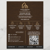 Moderne Houtnerf QR-code Constructie Flyer (Voorkant)