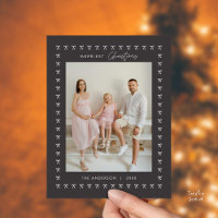 Moderne houtskool boog patroon familie foto kerst