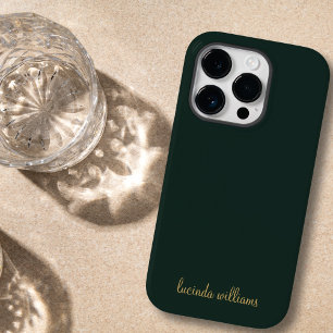 Moderne houtskool & chique gouden script naam Mono Case-Mate iPhone 14 Pro Hoesje