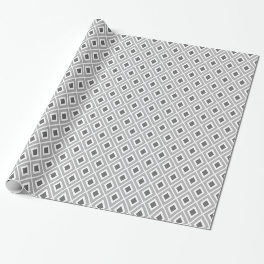 Moderne houtskool en lichtgrijs Ikat patroon Cadeaupapier (Uitgerold)