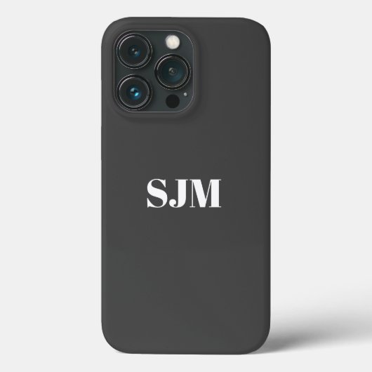 Moderne houtskool grijs aangepaste monogram initia Case-Mate iPhone case (Achterkant)