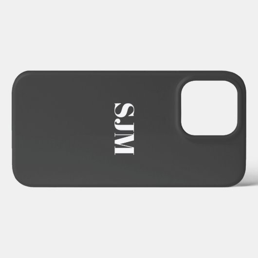 Moderne houtskool grijs aangepaste monogram initia Case-Mate iPhone case (Achterkant (horizontaal))