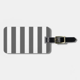 Moderne houtskool grijze witte strepen patroon bagagelabel
