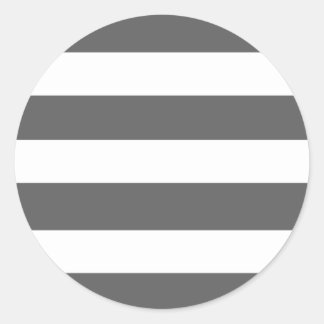 Moderne houtskool grijze witte strepen patroon ronde sticker