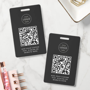 Moderne Houtskool QR-code Aangepast Bedrijfslogo Badge