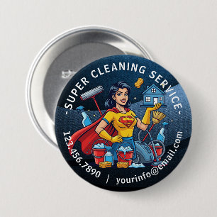 Moderne Huis Schoonmaak Dienst Huishouding Ronde Button 7,6 Cm