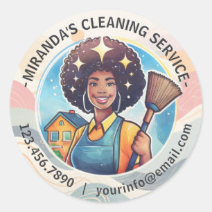 Moderne Huis Schoonmaak Dienst Huishouding Ronde Sticker