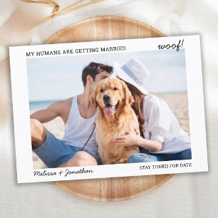 Moderne huisdier foto hond huwelijks verlovingsfee aankondiging