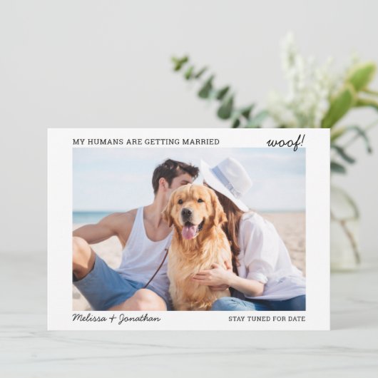 Moderne huisdier foto hond huwelijksaanzoek aankondiging (Staand voorkant)
