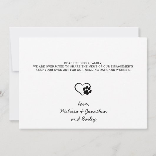 Moderne huisdier foto hond huwelijksaanzoek aankondiging (Achterkant)