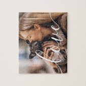 Moderne huisdierfoto elegante script legpuzzel (Verticaal)