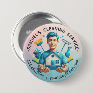 Moderne huishoudelijke schoonmaakdienst Huishoudel Ronde Button 7,6 Cm