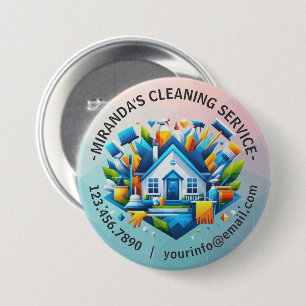 Moderne huishoudelijke schoonmaakdienst Huishoudel Ronde Button 7,6 Cm