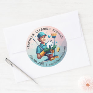Moderne huishoudelijke schoonmaakdienst Huishoudel Ronde Sticker