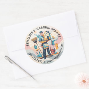 Moderne huishoudelijke schoonmaakdienst Huishoudel Ronde Sticker