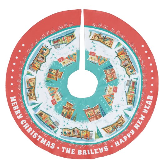  moderne huizen uit het midden van de eeuw kerstboom rok (Voorkant)