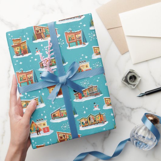 Moderne huizen uit het midden van de eeuw Kerstmis Cadeaupapier (Geschenken)