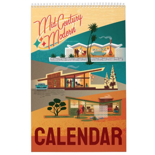 Moderne huizen uit het midden van de eeuw stijl me kalender (Hoes)