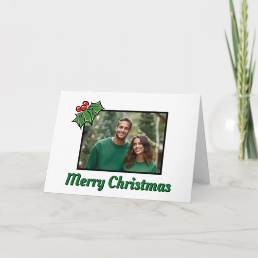 Moderne hulstblaadjes bessen Kerst sjabloon (Voorkant)