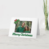 Moderne hulstbladeren bessen Kerst sjabloon (Voorkant)