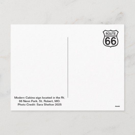 Moderne hutten-Rt. 66 Neon Park, St. Robert, MO Feestdagenkaart (Achterkant)