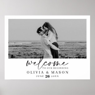 Moderne huwelijks-welkomstbord met foto poster