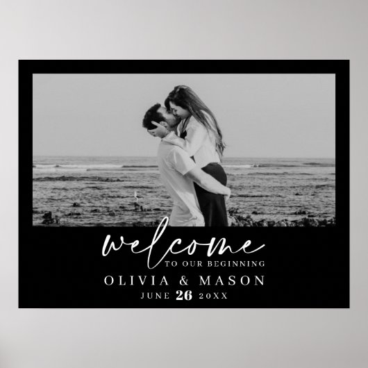 Moderne huwelijks-welkomstbord met foto poster (Voorkant)