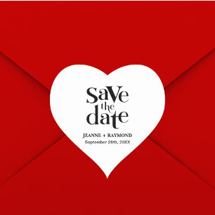 Moderne Huwelijksaankondiging 'Save The Date' Hart Sticker
