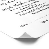 Moderne huwelijksakte Weddenschap Poster (Hoek)