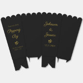 Moderne huwelijksfeest zwarte en gouden popcorn bedankdoosjes (Ongevouwen)