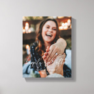 Moderne Huwelijksfoto van Jonggehuwd Paar Canvas Afdruk