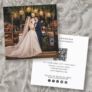 Moderne huwelijksfotograaf QR Code Social Media Vierkante Visitekaartje