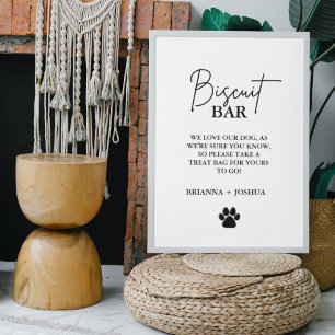 Moderne huwelijkshond traktatie teken biscuit bar  poster