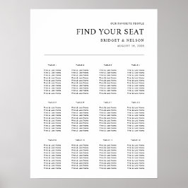 Moderne Huwelijksreceptie Zitkaart Poster