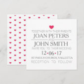 Moderne huwelijksuitnodiging met harten kaart (Voorkant / Achterkant)