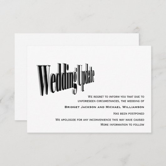 Moderne huwelijksupdate - Uitgesteld Save The Date (Voorkant / Achterkant)