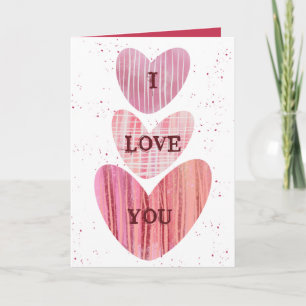 Moderne I Love You Valentijnskaart met Roze Harten Kaart