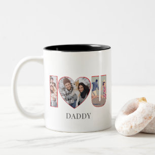 Moderne i♥U Custom I Love You Daddy Mama 4 Foto Tweekleurige Koffiemok