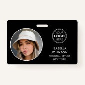Moderne ID Foto Logo QR Code Zwart Wit Beveiliging Badge (Voorkant)