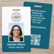 Moderne ID-foto Werknemer QR-beveiliging Teal Badg