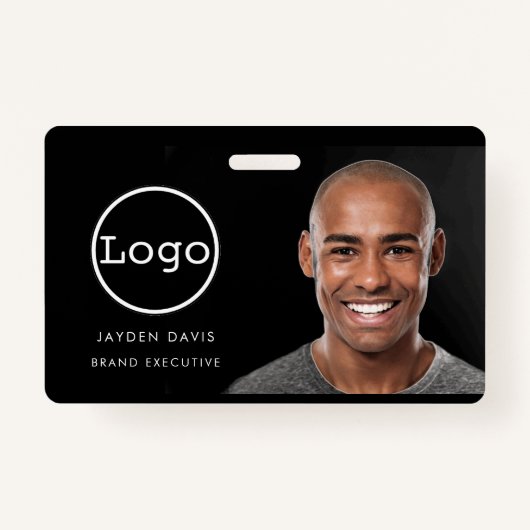 Moderne ID-Kaart | Logo Foto Business Employee ID Badge (Voorkant)