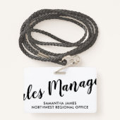 Moderne ID-kaart van Verkoopmanager Badge (Achterkant met draagriem)