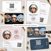 Moderne ID Pasfoto Logo QR Code Leisteenblauw Beve Badge
