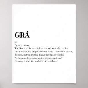 Moderne Ierse Grá Liefde Betekenis Print