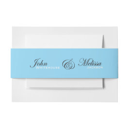 moderne ijsblauwe huwelijksnaamkaartjes voor koppe uitnodigingen wikkel