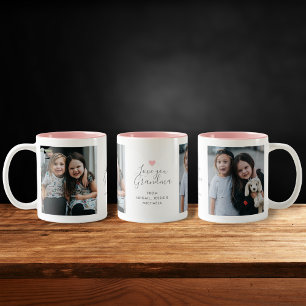 Moderne "Ik hou van je oma" 2-foto Tweekleurige Koffiemok