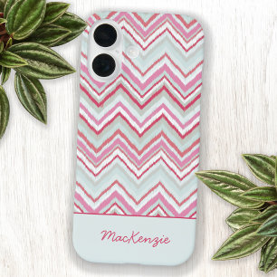 Moderne Ikat Chevron Stripe gepersonaliseerde naam iPhone 16 Hoesje